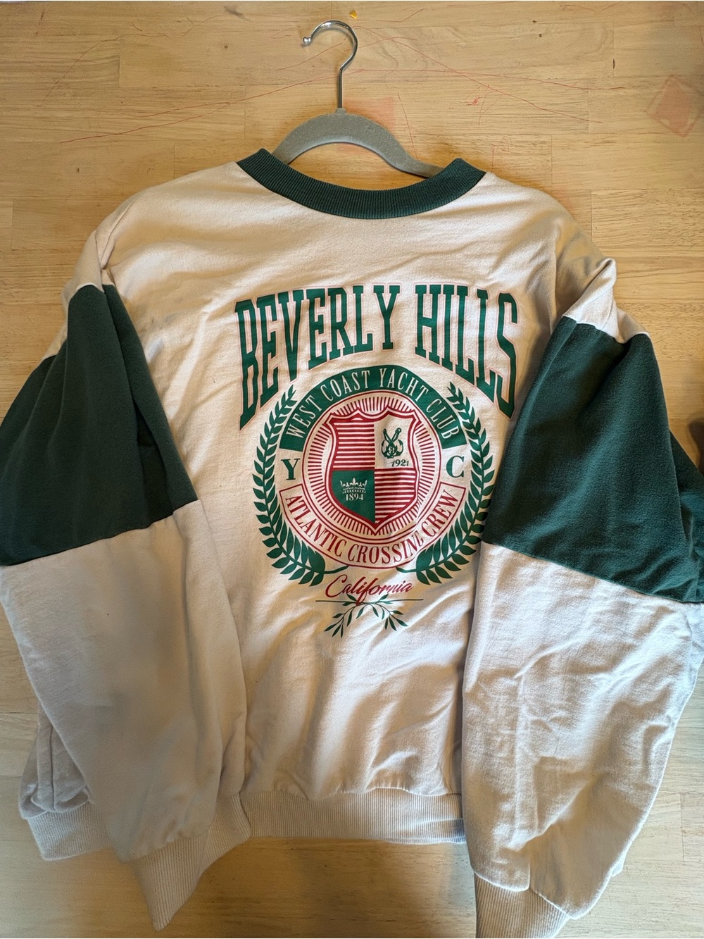 Forever 21 Green & White Beverly Hills Crewneck Sweatshirt